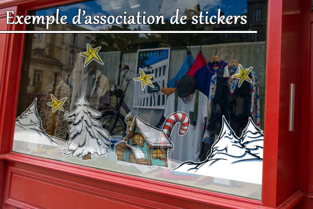 Sticker paysage sapin d'angle enneigé 2