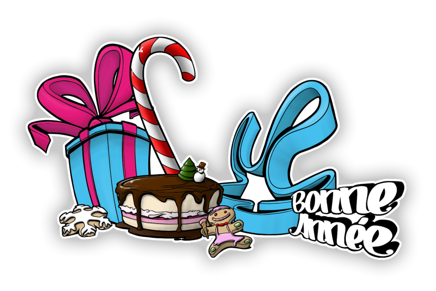 Sticker composition centrale rubans et gâteaux