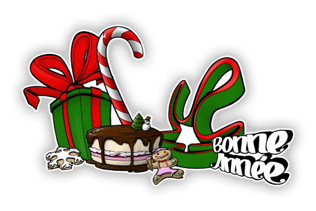 Sticker composition centrale rubans et gâteaux 2