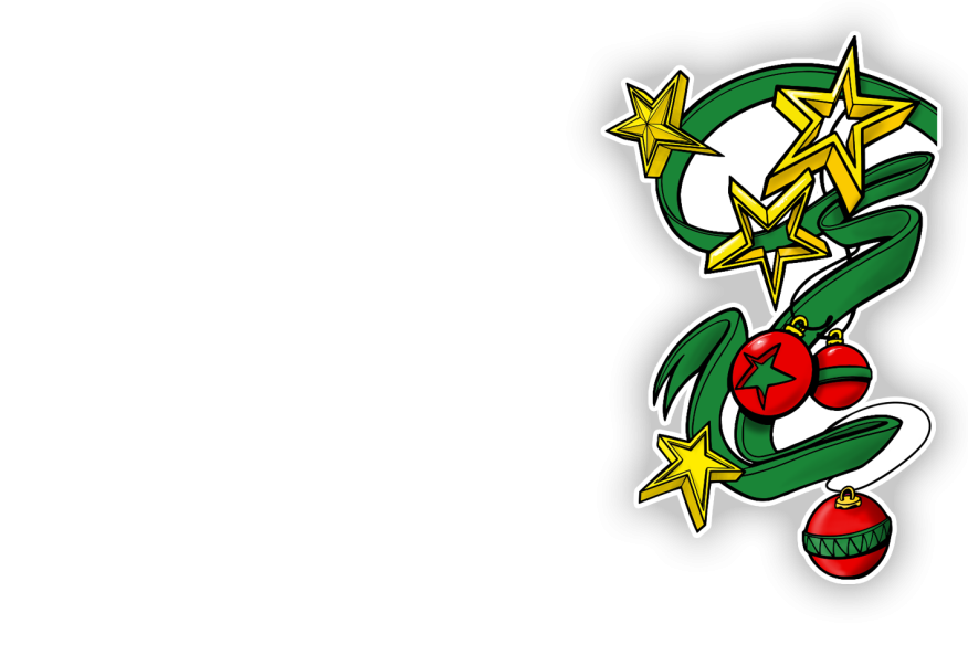 Sticker composition ruban angle haut étoiles et boules de Noël