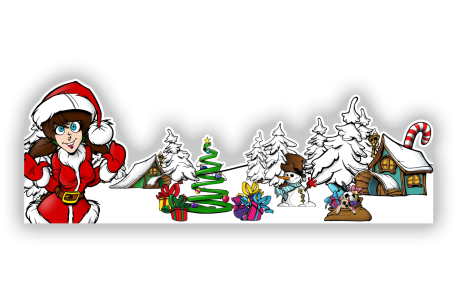 Sticker paysage enneigé Mère Noël dans son village 2