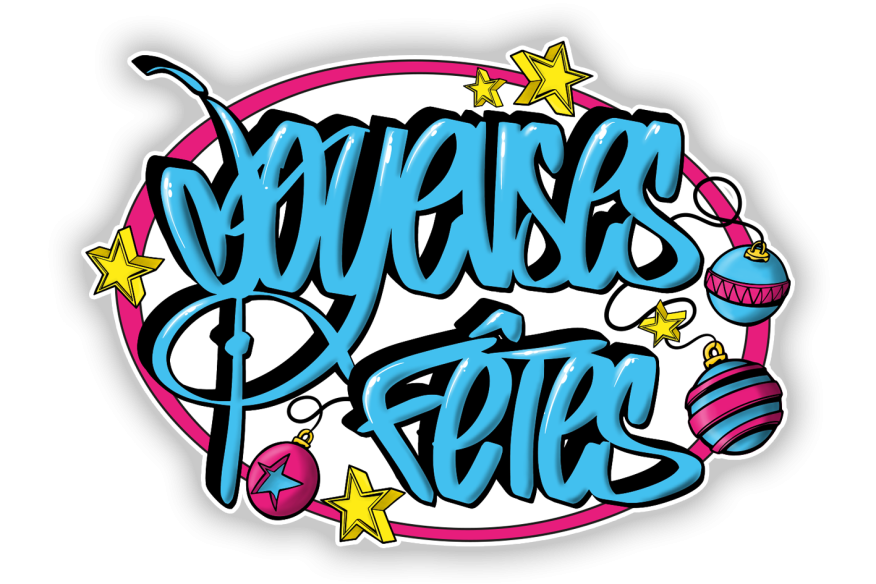 Sticker typo de Noël joyeuses fêtes