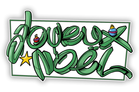 Sticker typo ornementée joyeux Noël 2