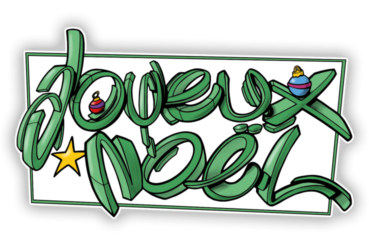 Sticker typo ornementée joyeux Noël