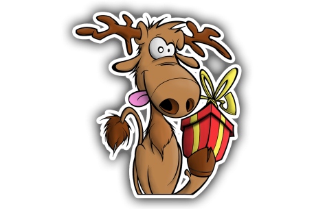 Sticker Renne cadeau de Noël 2