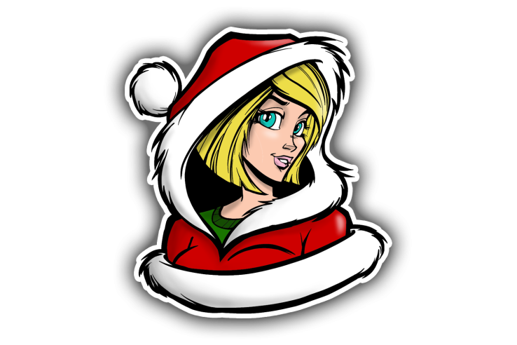 Sticker Tête de Mère Noël