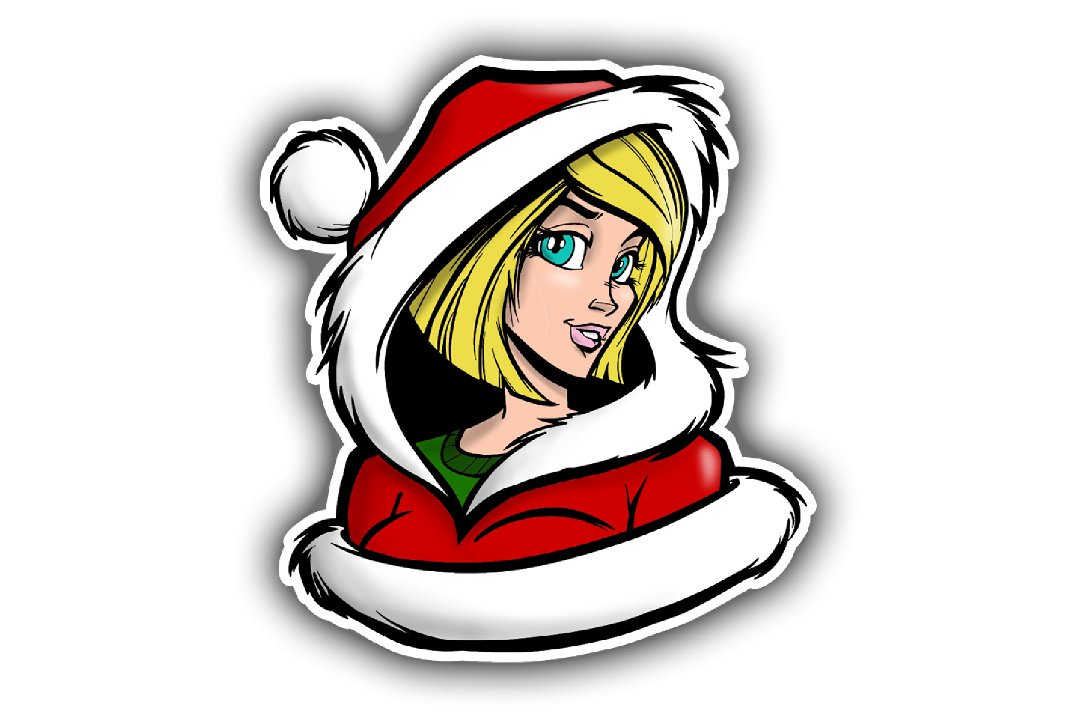 Sticker tête de Mère Noël