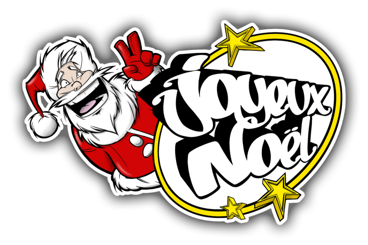 Sticker composition ovale blanc joyeux noël...