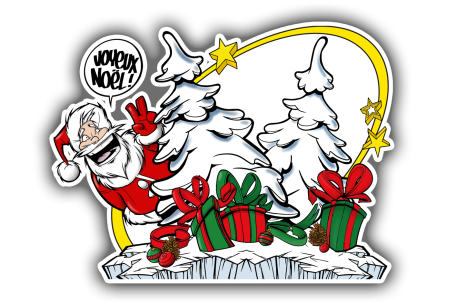 Sticker composition central glacier ovale Père Noël sur... 2