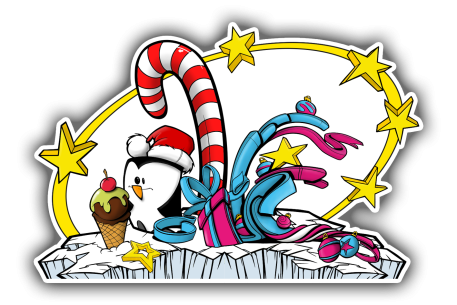 Sticker composition central glacier ovale pingouin et... 2