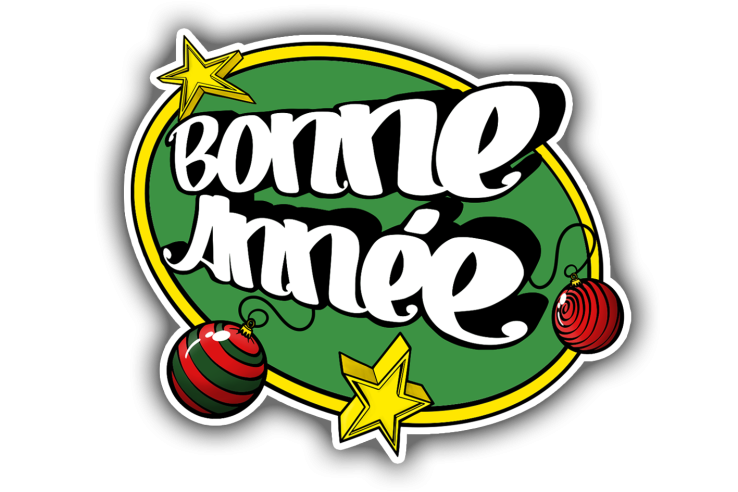 Sticker Noël Bonne année ovale vert