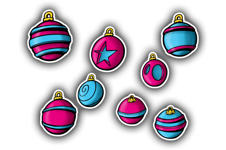 Pack de 8 boules de Noël à motifs B