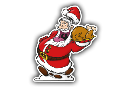 Sticker Père Noël pressé avec son chapon