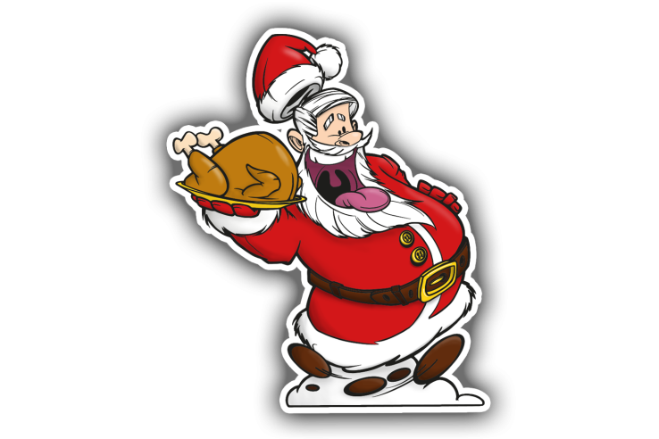 Sticker Père Noël pressé avec son chapon