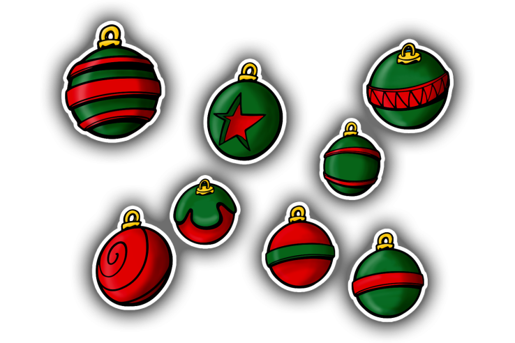 Pack de 8 boules de Noël à motifs A