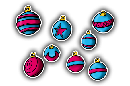 Pack de 8 boules de Noël à motifs A 2
