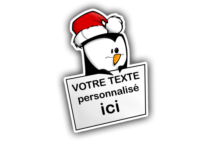 Sticker pancarte pingouin avec son bonnet