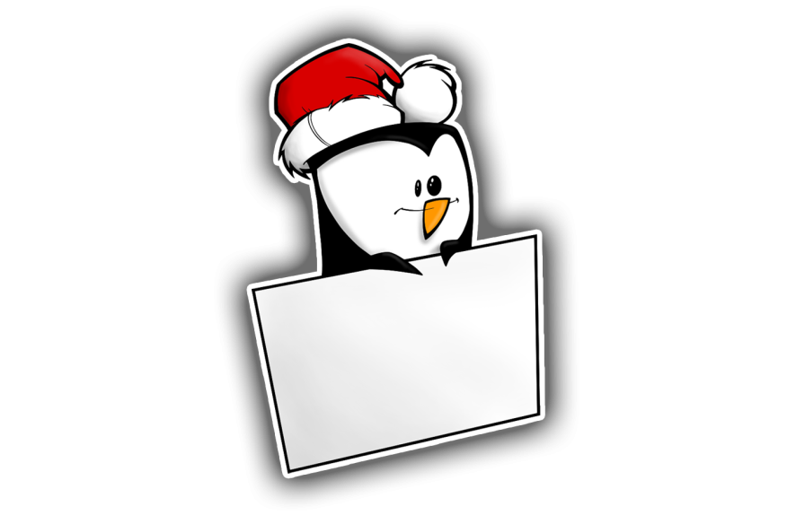 Sticker pancarte pingouin avec son bonnet