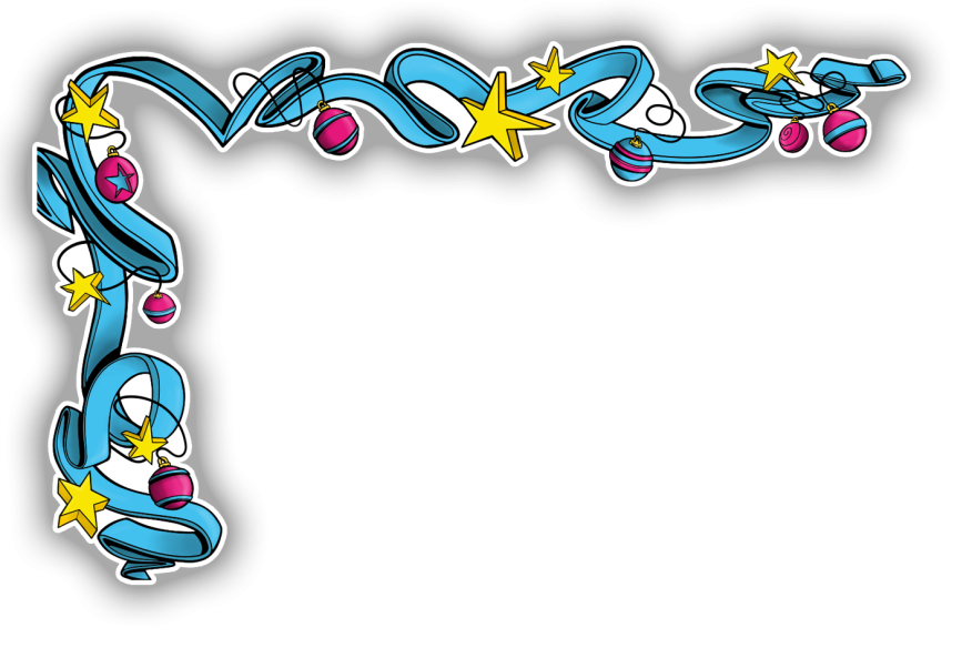 Sticker d'angle ruban étoiles et boules de Noël