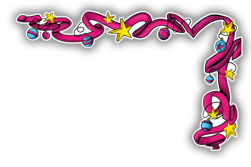 Sticker d'angle ruban étoiles et boules de Noël