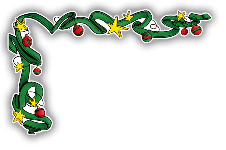 Sticker d'angle ruban étoiles et boules de Noël