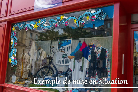 Sticker d'angle ruban étoiles et boules de Noël 2