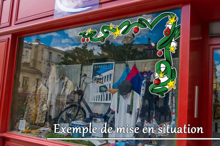 Sticker d'angle ruban étoiles et boules de Noël