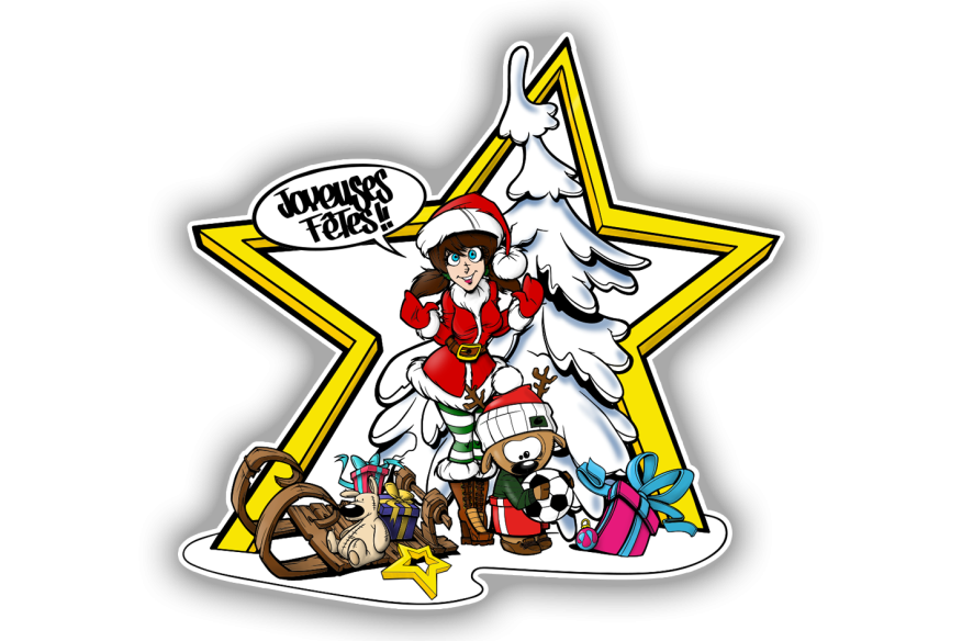 Sticker composition étoile avec Mère Noël