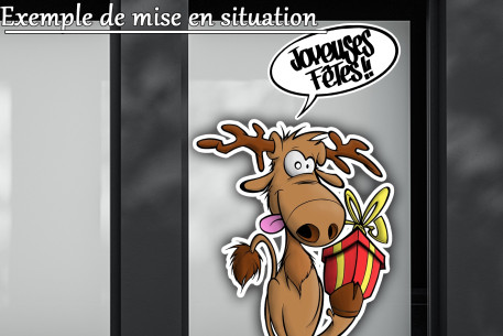 Sticker Renne cadeau de Noël