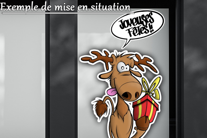 Sticker Renne cadeau de Noël